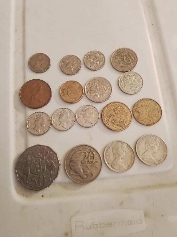 Is group of foreign coins