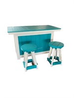 Poly lumber counter height bar in white & turquois