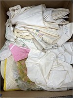 Box of Linens Embroidery Table Cloths