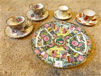 4 sets cups & saucers, 2 match, 1 plate