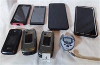 8 used cell phones-3 flip phones