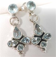 Silver Blue Topaz Earrings