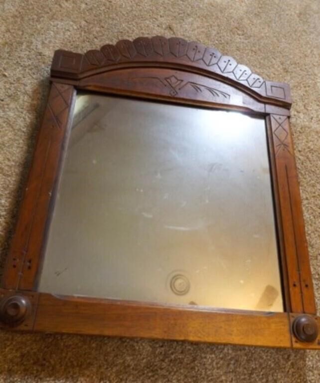 Eastlake look wood Antique Mirror 18" x 22"