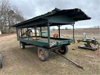 7x16' Wood Covered Wagon on John Deere Gear-