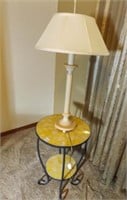 Metal Lamp Stand 23" w/ inlay, 31" lamp