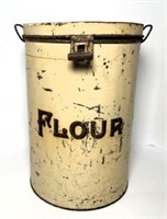 Vintage Metal Flour Tin with Hinged Top