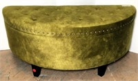 Adeco Green Suede Tufted Top Storage Ottoman