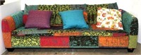 Style-Line Colorful Upholstered Sofa with Throw