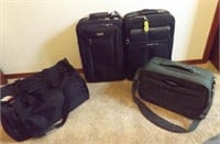 2 carryon size suitcase, duffle bag