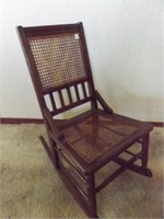 Vintage cane seat & back wood rocking chair