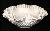 Fenton Milk Glass Bowl with Ruffled Edges