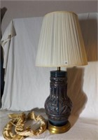 Mid Century pottery Lamp-3 way light 34" tall