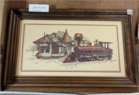 WOOD FRAMED VTG. TRAIN PICTURE