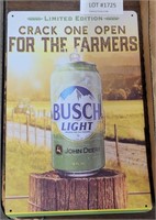 JOHN DEERE/ BUSCH LIGHT SINGLE SIDED TIN SIGN