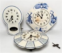 Blue & White Clocks- Lot of 3