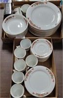 APPROX 42 PCS OF POINSETTIA/RIBBON PATTERN DISHES