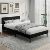 Full Linen Bed Frame  Strong  Dark Grey