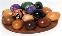 Wooden Eggs on Wooden Egg Platter