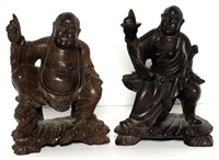 Wood Carved Buddha Sculptures- Lot of 2