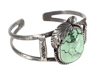 Artist Stamped NA Green Turquoise Cuff Bracelet
