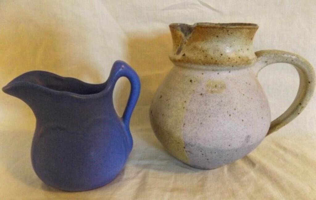 Niloak Pitcher 4", Kri?? pottery pitcher 5½" tall