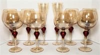 Iridescent Red & Gold Wine & Champagne Stems