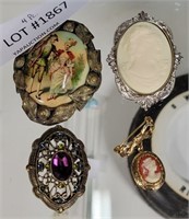 APPROX 4 ASSORTED VTG BROOCHES