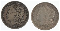 Two 1921 Morgan Silver Dollars