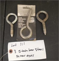 3 Stainless Steel Screw Eyes