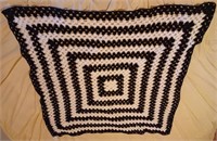 Handmade Black and White Granny Square Crochet Afg