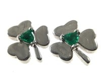 14K Shamrock Earrings w Brilliant Emeralds