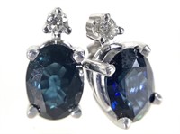 14K Sapphire Diamond Earrings 1.4g TW