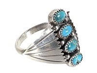 Artist Stamped Turquoise Ring 3.2g TW Sz 7
