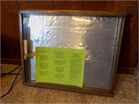 Wood Shadow box, 17 by 20" glass slides to open