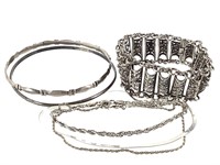 6 Sterling Bracelets 48.4g TW Various Styles