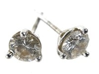 14K Diamond Solitaire Earrings .6g TW