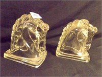 Glass Horse Head Bookends