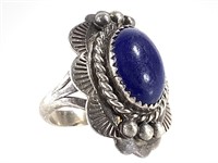 Sterling Lapis E. Silago Ring 7.8g TW Sz 7