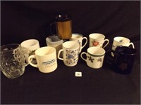 Assorted coffee cups mugs