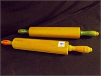 2 wood rolling pins