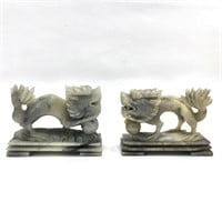 Vintage Sly Faced Asian Foo Dog Bookends
