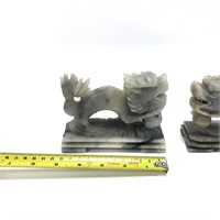 Vintage Sly Faced Asian Foo Dog Bookends