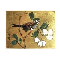 Vintage Asian Hand-Painted Tray w/Bird On It