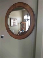 Round  34" Wood Mirror