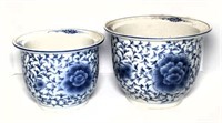 Pair of Blue & White Planters
