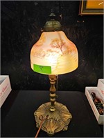 Antique Reverse Painted Shade Table Lamp