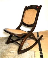 Antique Folding Sewing Rocker with Cane Inset