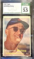 1957 Whitey Herzog CSG 5.5 Baseball Card