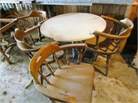 4- wooden chairs, 36" table