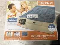 Intex Raised Pillow Queen Air Mattress w/ Electric